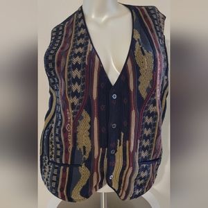 Aklanda Australia 100% Wool Bubbles multi-color vest SZ XL Coogi style